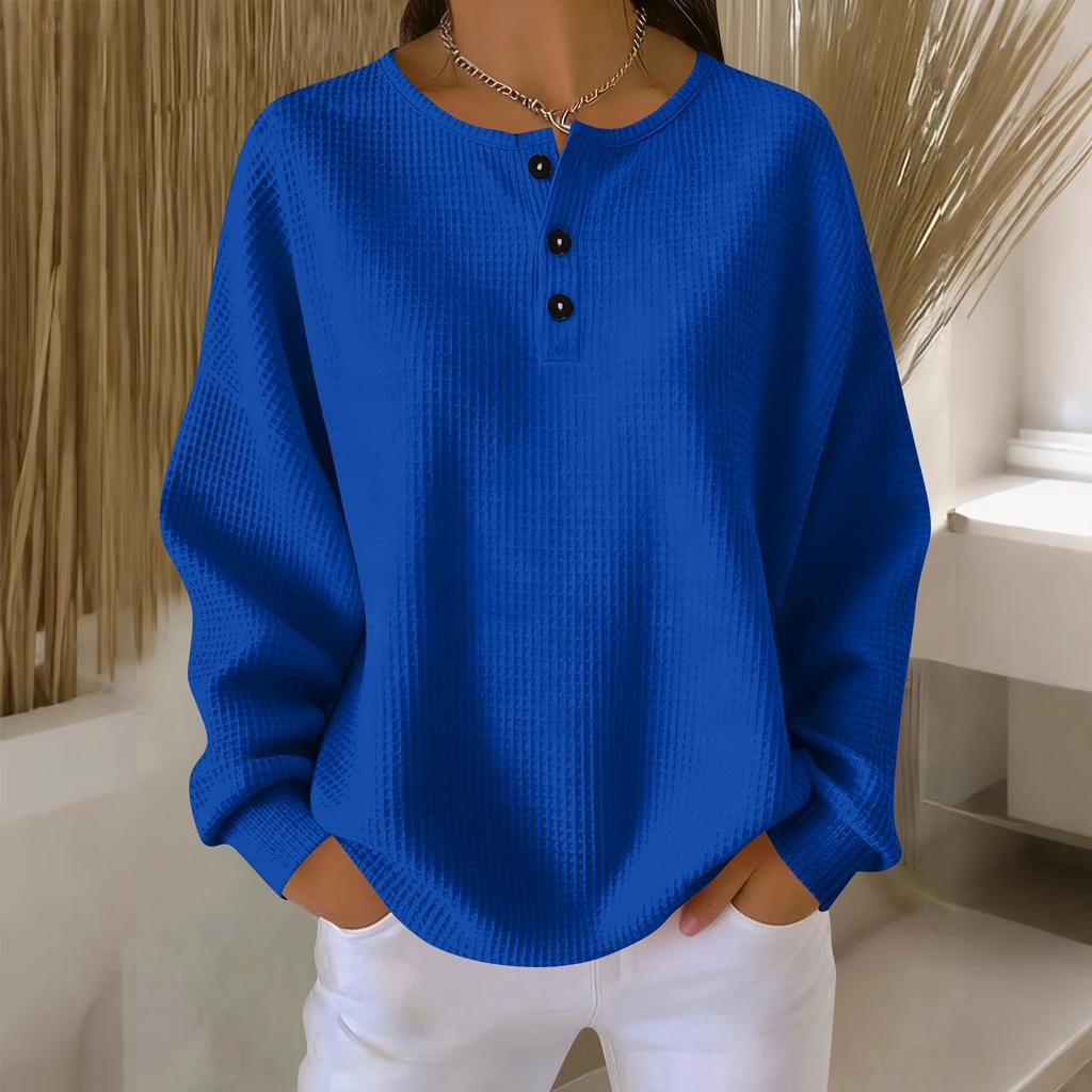 Women's Casual Shirts Long Sleeve Tops Button Up V Neck Loose Knit Fall Favorites For Women