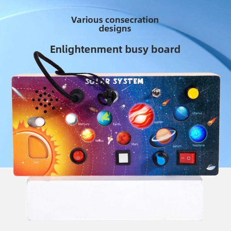 Wooden Simulate Solar System Theme Switch Game Board Children Toy Puzzle