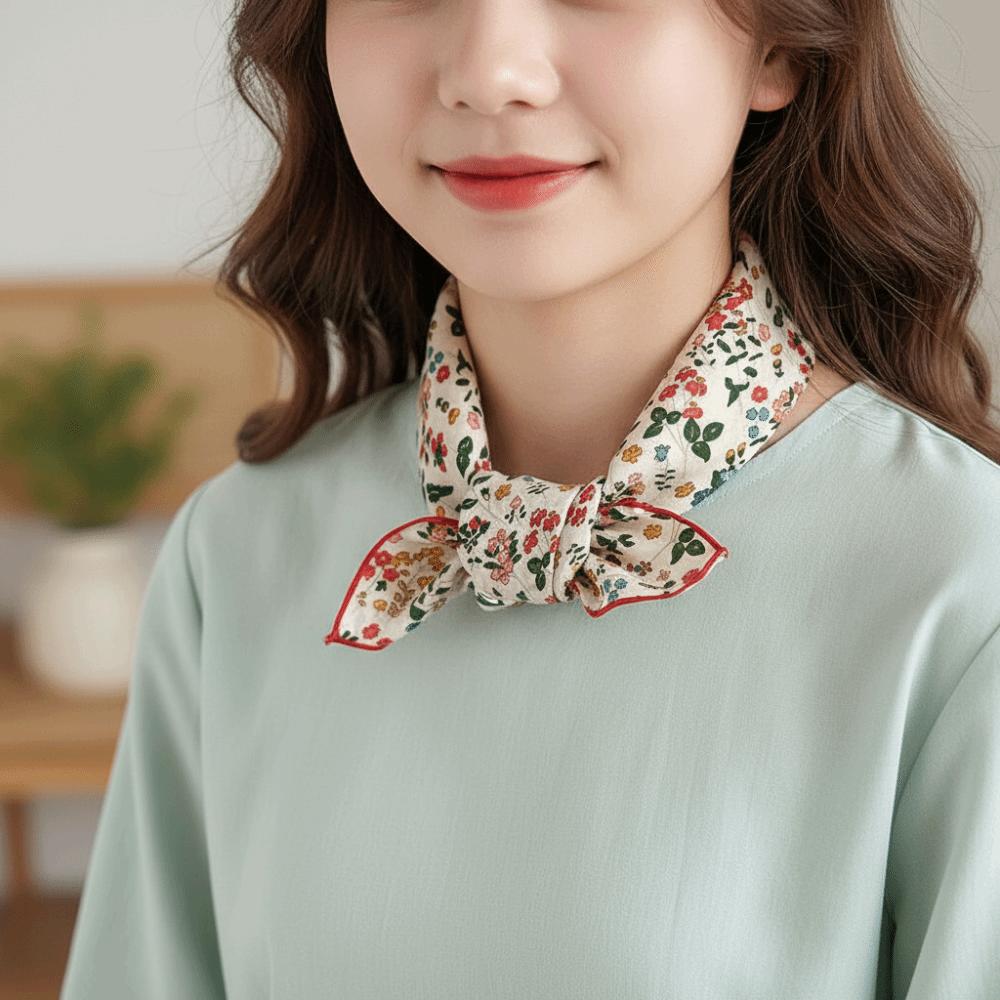 Flower Floral Print Silk Scarf Thin Square Handkerchief All-match Printed Scarves Beach