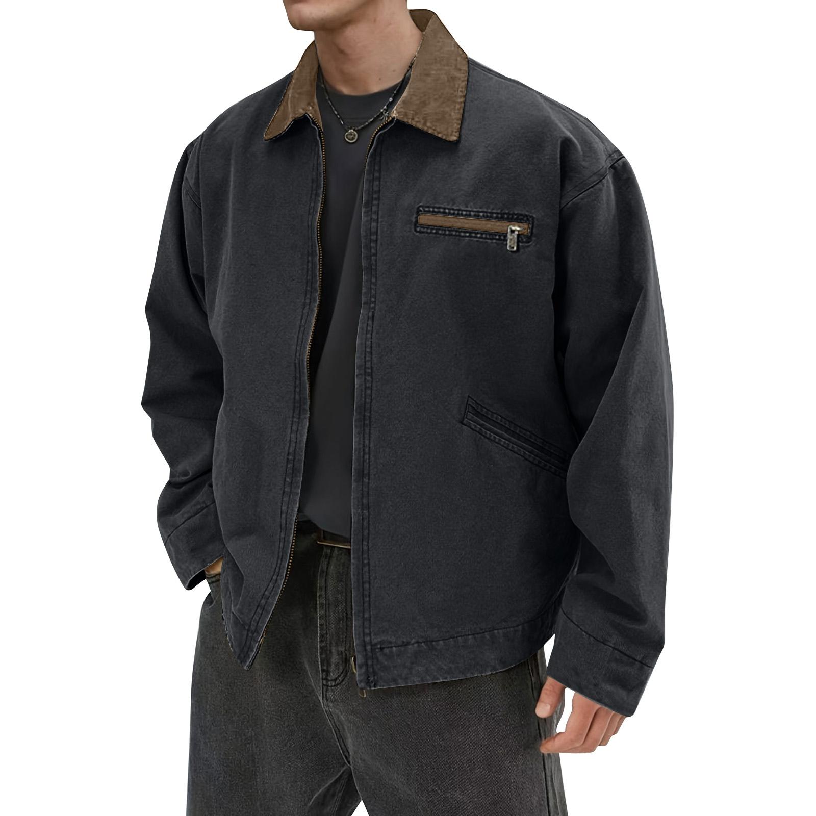 

Men s Solid Color Camouflage Outdoor Sports Jacket Men s Pocket Button Casual Jacket XL чёрный