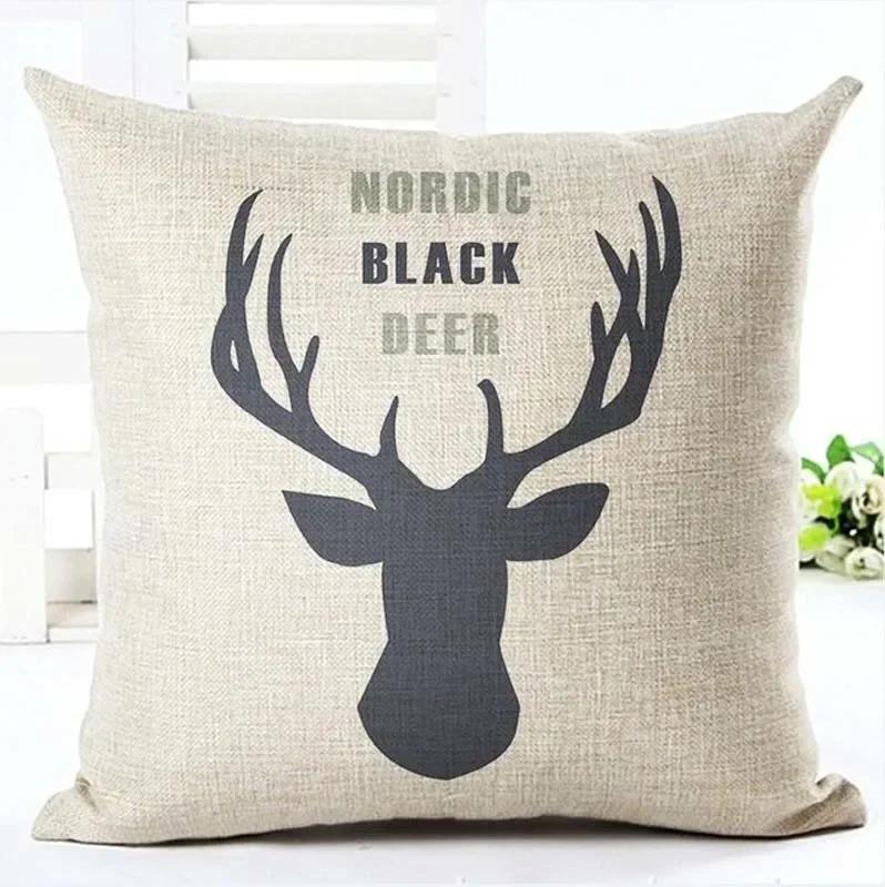 Drop Shipping Custom Elk New 24 Styles Linen Pillow Cover Geometric Deer Cushion Cover Nordic Style Home Decorative Pillow Case