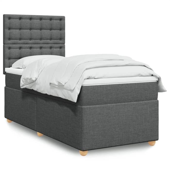 VidaXL Slatted Bed Base with Mattress Dark Grey 80x200 Cm Fabric 3293422