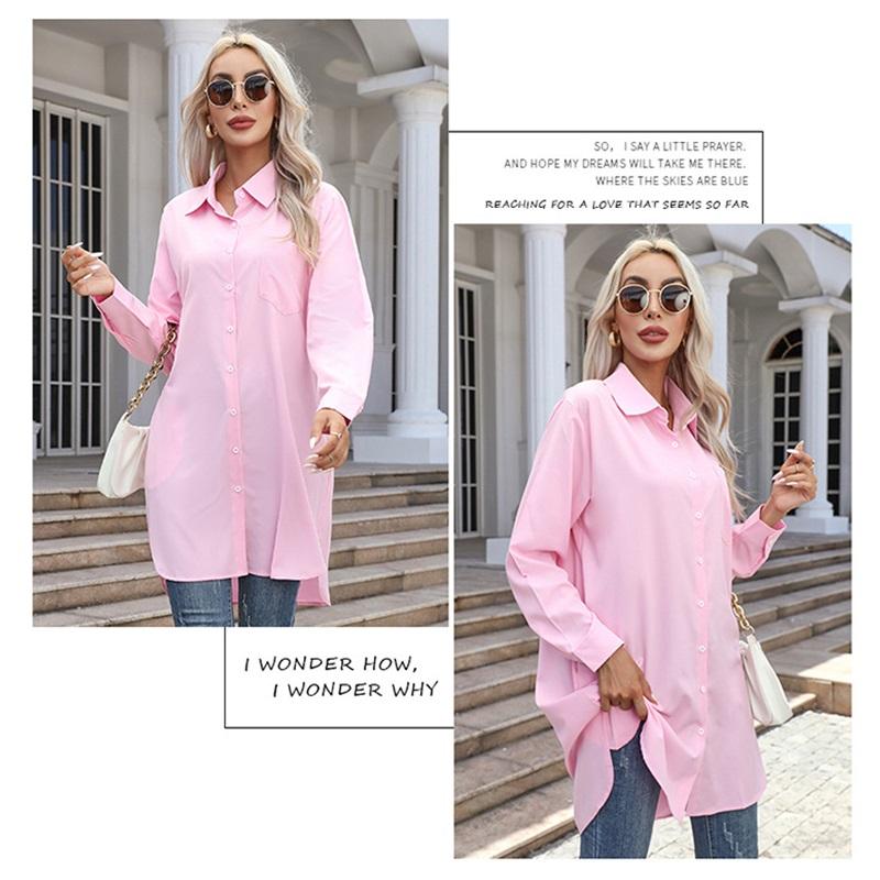 Women's Autumn Long Solid Colour Casual Temperament Long Sleeve Shirt Women