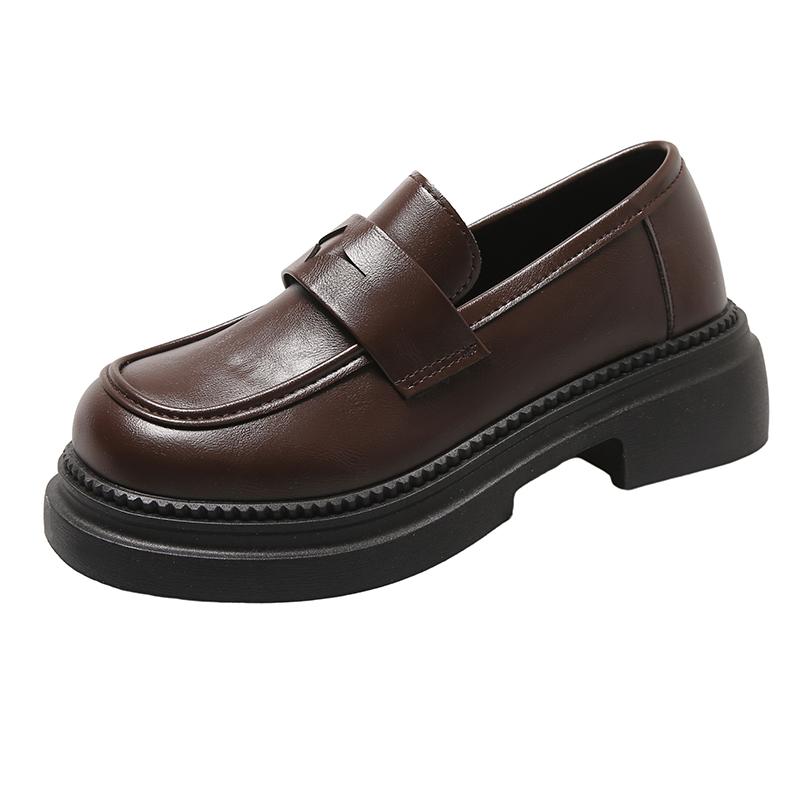 Мода 2024 года кожаные туфли на платформе для женщин оксфорды на толстом каблуке в британском стиле женская обувь туфли для колледжа 35 темные хаки 3798₽