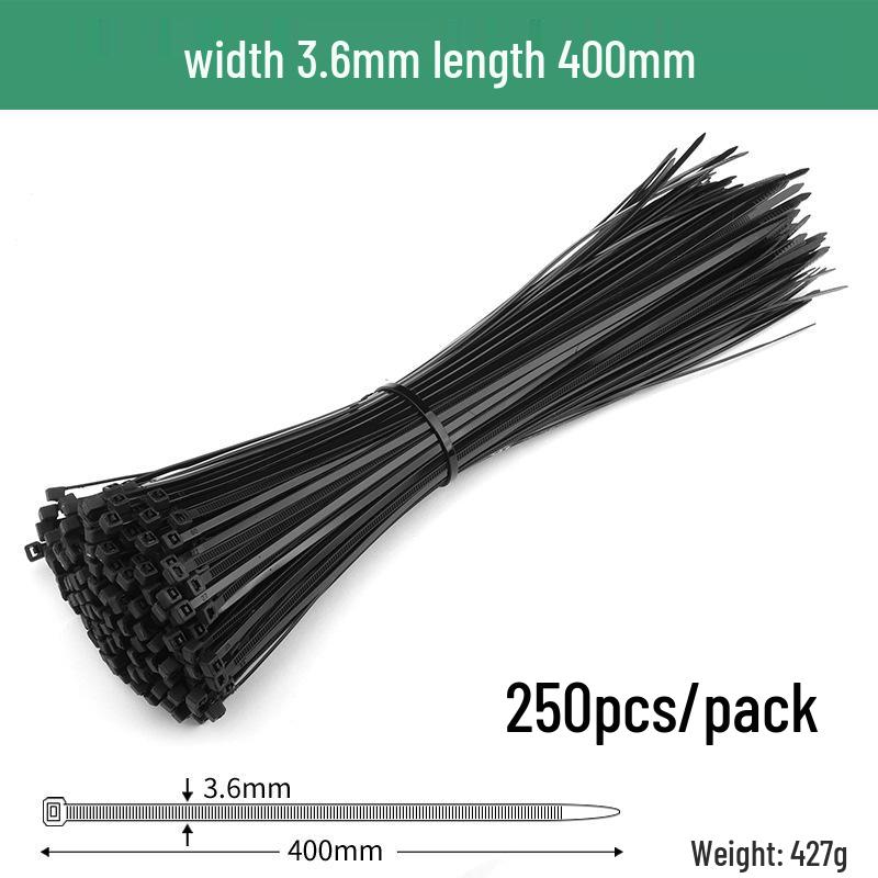 Black Self-Locking Nylon Cable Tie with Strong Anti-Theft Buckle