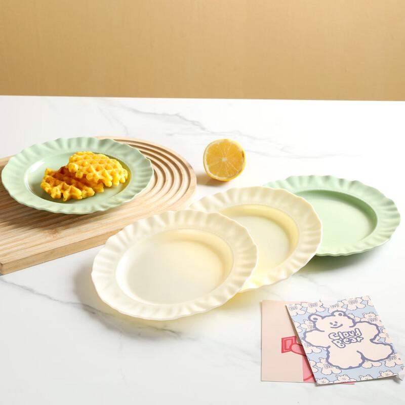 Ensemble d'assiettes plates ZISIZ Style Ins Motif Crème