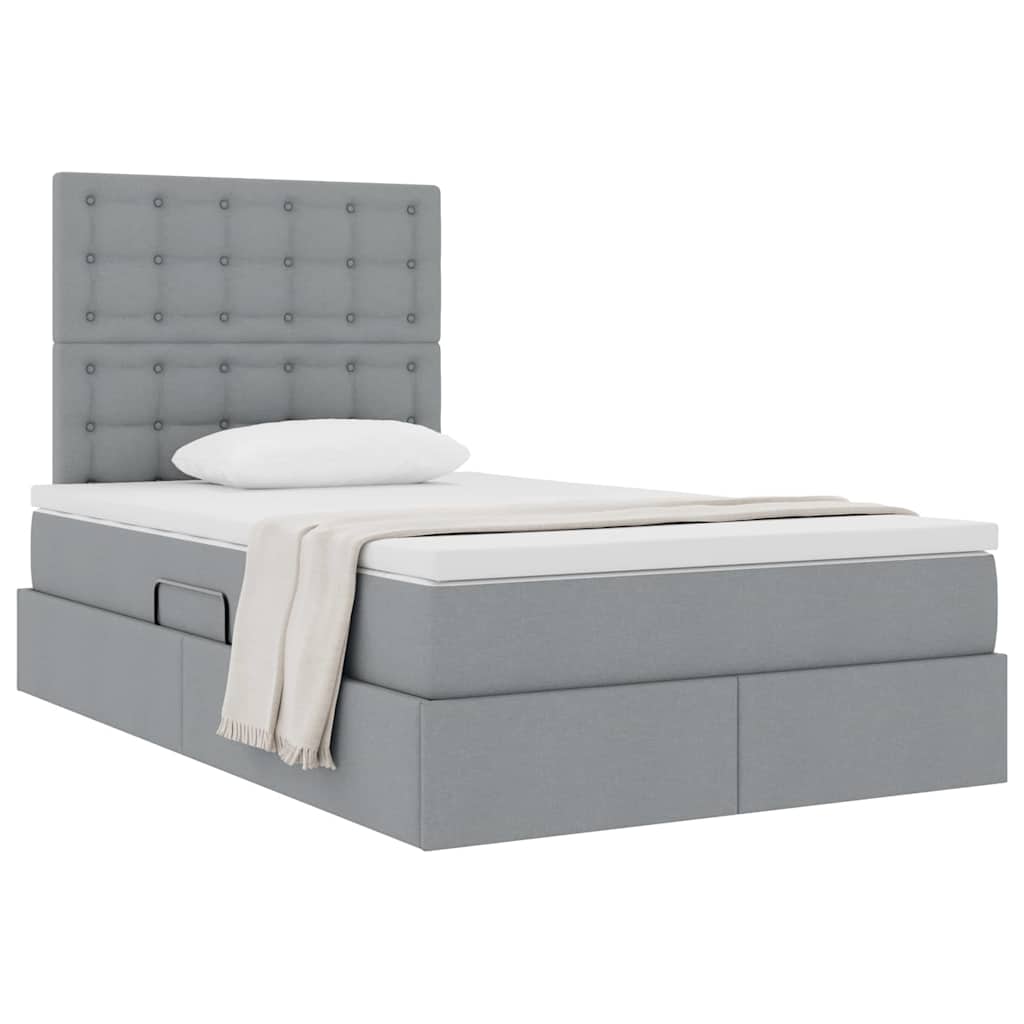 Storage Bed with Mattress Light Grey 120 x 200 cm Polyester
