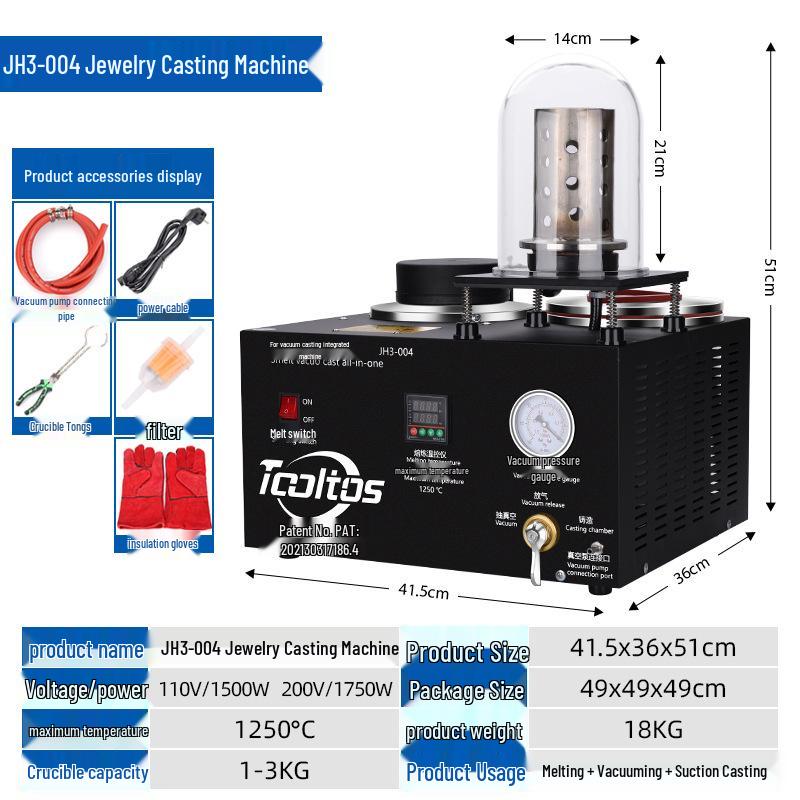 2L Compact Metal Casting and Suction Machine for Gold & Silver Jewelry Mold Pouring