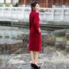 Slim Fit Black Dress Women Vintage Chinese Style Long Sleeve Midi Wear
