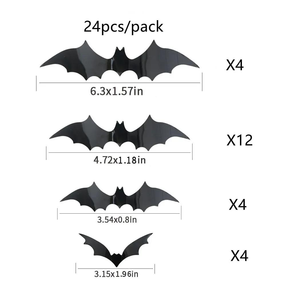 

24/48Pcs New Halloween 3D Bat Sticker Black Bat Decorative Sticker Decoration Party DIY Decorative Sticker Scene Arrangement