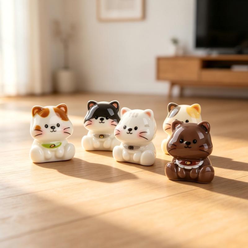 6Pcs Cat Figurine Miniature Diy Decor Lovely Kitten Ornament Home Desk Car Dashboard Micro Landscape Mini Crafts Decoration