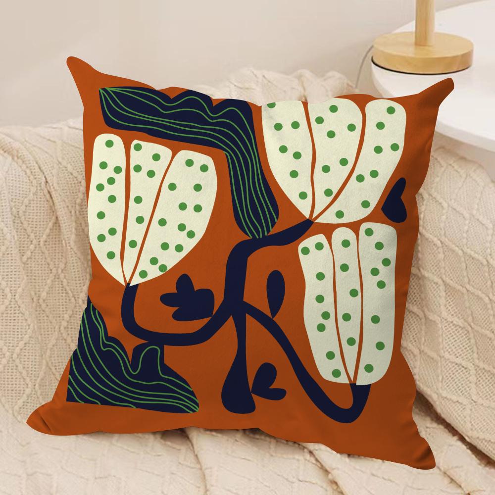 Plants and Flowers Cushion Cover Soft Plush Fabric Double-Sided Printed Sofa Cushion Cover for All Seasons Home Decor Gift
