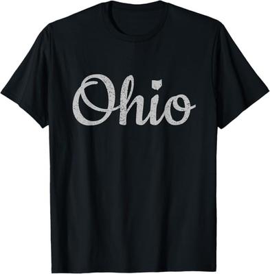 State of Ohio Pride Script Text Distressed Design Gifts T-Shirt