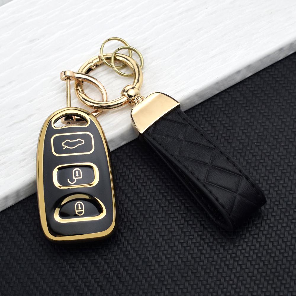 TPU Car Key Fob Cover Shell for Hyundai Kia Tucson Sonata Santa FE Carens 2007-2011 Anti-scratch Remote Key Protector Key Chain