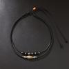 Vintage Indigo Braided Wax Rope Dzi Bead Pendant Necklace Men's Punk Collarbone Chain Personality Accessory