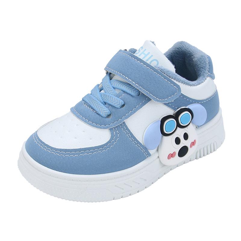 Kids' Low-Top Skate Shoes: Cotton-Padded, Fleece-Lined, Cartoon Design for Toddlers & Young Children