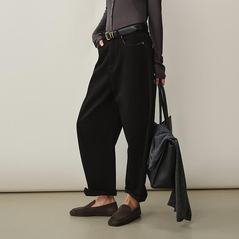 LESS Loose Fit Cotton Banana Denim Cropped Jeans
