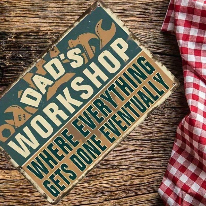Vintage Metal Tin Sign 8x12 Inch, Rustic Green Wall Art for Garage, Man Cave Decor