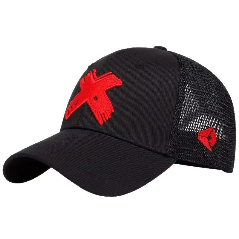 

1 Summer Fashionable Embroidered Half Mesh Breathable Men s and Women s Duck Tongue Hat Outdoor Sports Baseball Hat Adjustable красный