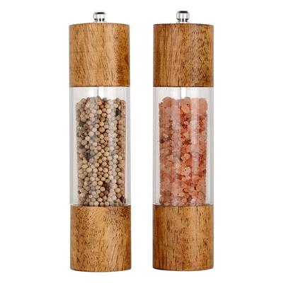 Premium Acryl Zout- en Pepermolen Set Handmatige Zout- en Pepermolens Houten Strooiers met Verstelbare Keramische Kern