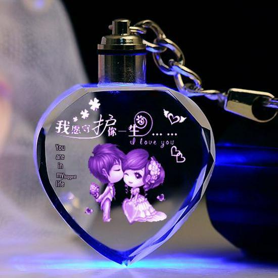 Heart-Shaped Crystal Keychain - Romantic Gift for Couples