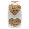 500 Heart-Shaped Kraft Paper Sealing Stickers: Thank You Gift Decorative Adhesive Labels