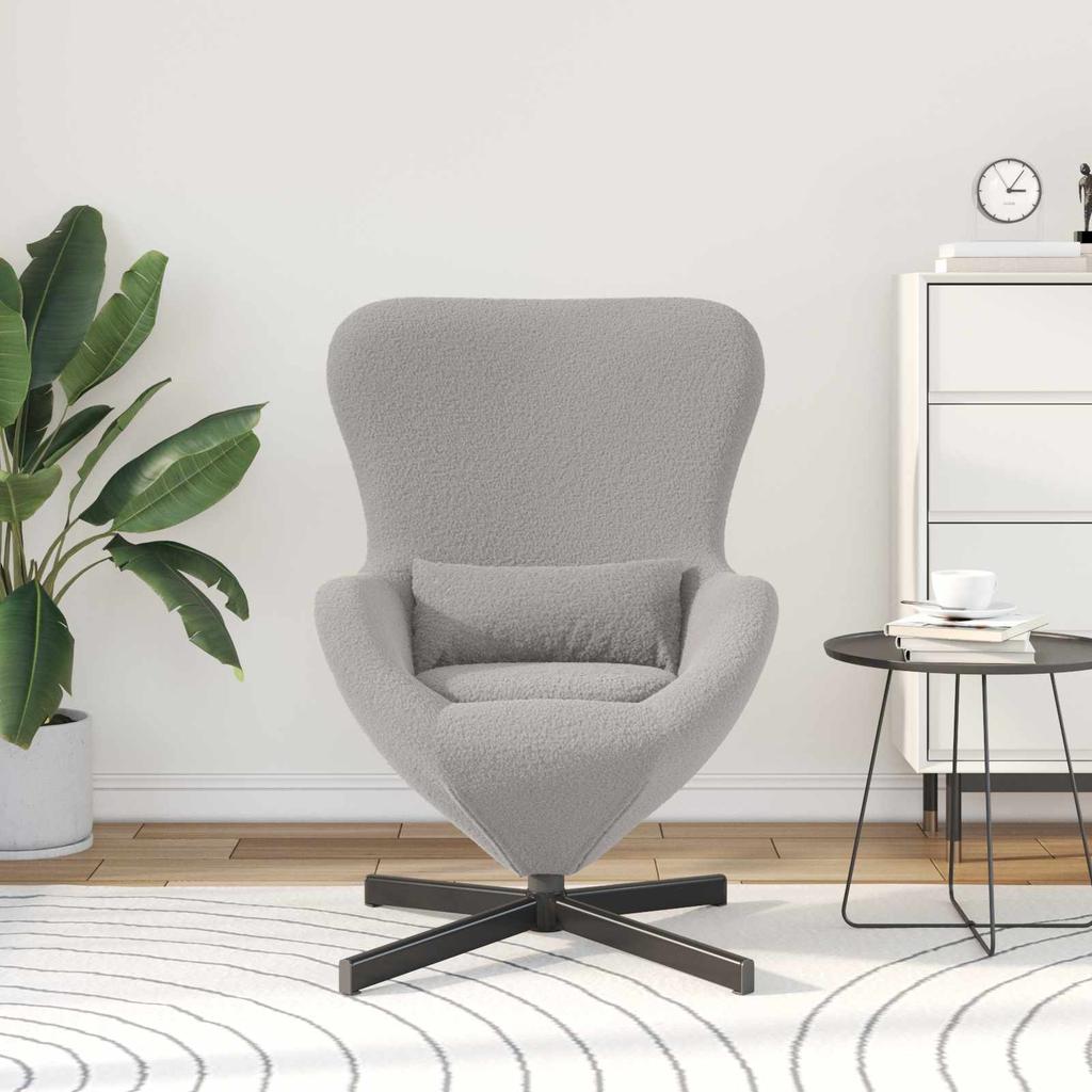 Egg Chair Light Grey 63 X 73 X 90 Cm Fabric