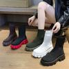 Size 35-43, large size women's shoes muffin platform Martin boots women's 41 elastic socks boots British style thin small short boots 42