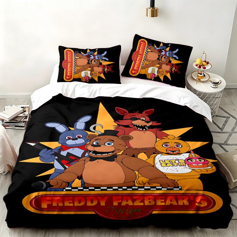 Five nights at freddy set da 3 pezzi Perfetto per la camera da letto Set di biancheria da letto confortevole include una copripiumino e due federe Ideale per compleanno o Natale g