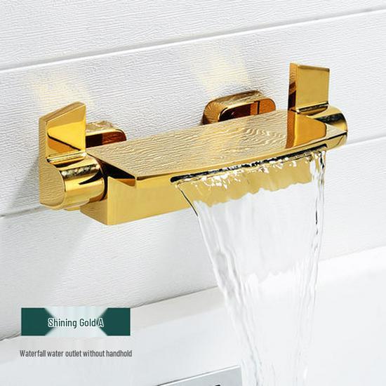 Waterfall Wall-Mounted Bathtub Faucet with Concealed Hot/Cold Shower Head Set