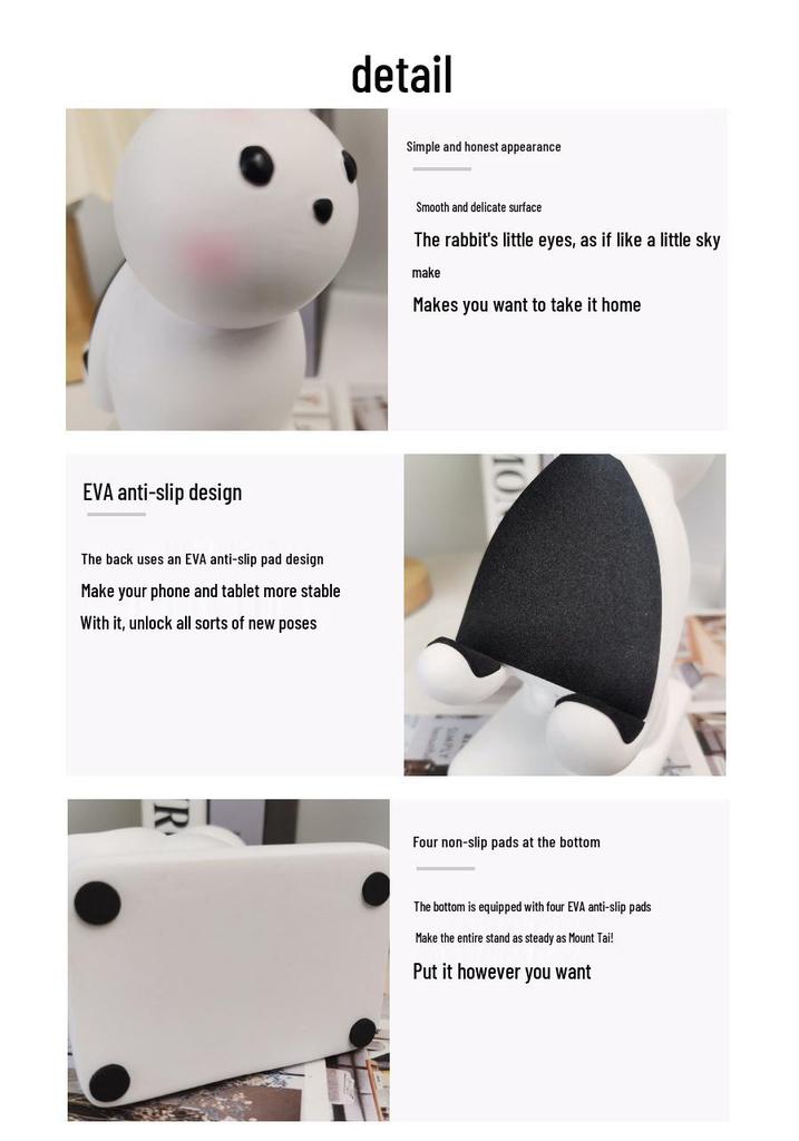 White Rabbit Universal Phone & Tablet Holder - Resin Ornament Stand, Children's Gift, Mid-Autumn Festival Present