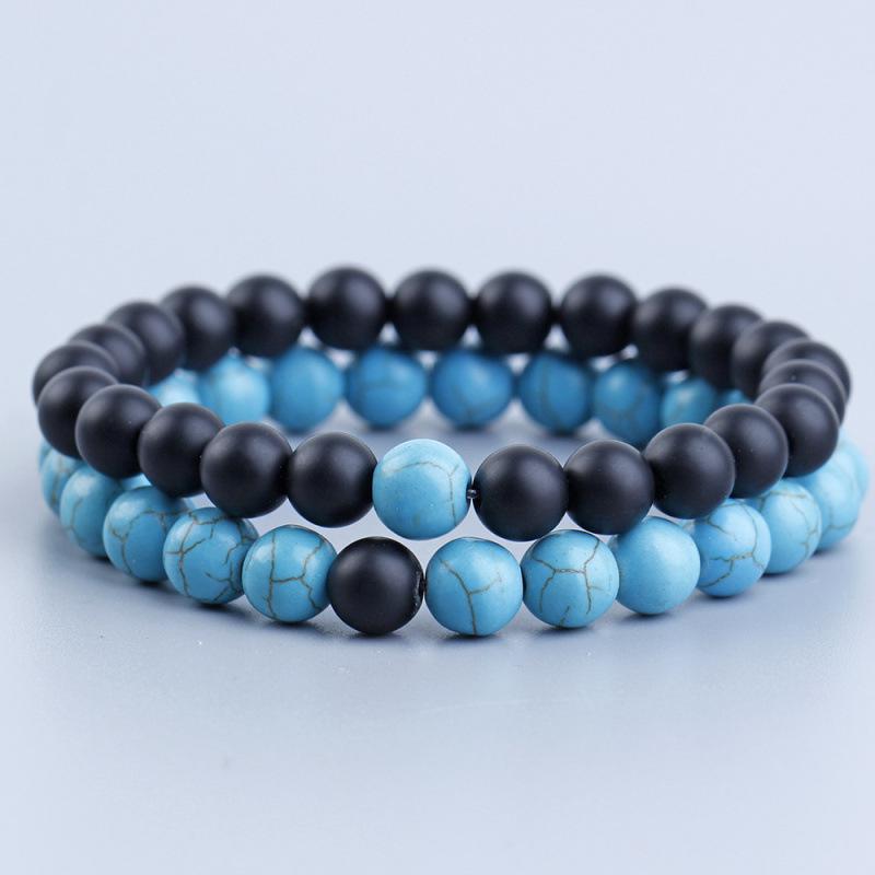 8MM Volcanic Rock & White Turquoise Couple Bracelets
