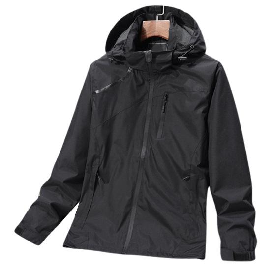 

Men Windbreaker Water Resistant Windproof Spring Autumn Plus Size Hooded Jacket Coat for Outdoor XL чёрный