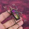 Rainbow Solar Quartz Druzy Pendant Beetle Pendant Copper Wire Wrapped Jewelry