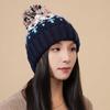 Pompoms Contrast Color Winter Hat Knitted Slouch Skull Hat Adjustable for Outdoor Activity Everyday Use Head Accessory