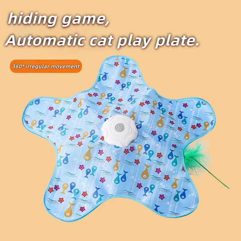 

Cat And Dog Toy Interactive Hide And Seek Cat Toy With Mouse Squeak Motion Activated Mobile Hidden Feather Kitten Teasing Toy синий
