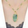 Golden Branch Jade Leaf Imitation Jade Green Necklace Pendant Female Big Leaf Youcheng Bamboo Sweater Chain Clothing Pendant