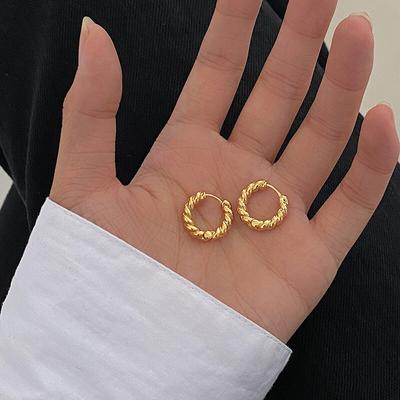 Classic Twist Shape Metal Hoop Earrings Korean Simple Accessories Gothic Party For Women Girls Fashion Jewelry Student Gift