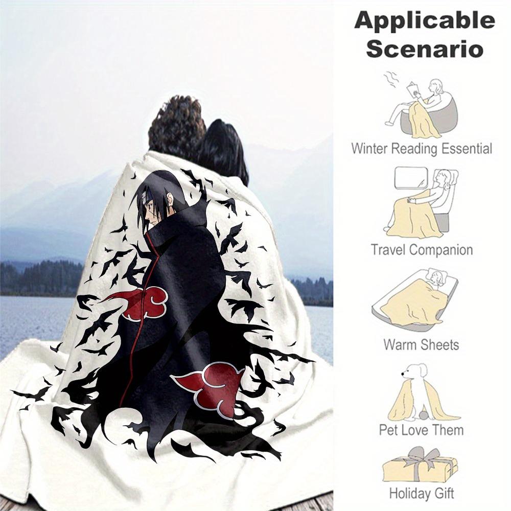 1 Manta de Franela con Diseño Temático Sharingan - Suave y Cálida Impresa en 3D, Ligera para Todas las Estaciones, Manta para Acampar, Viajar, Cama-080756