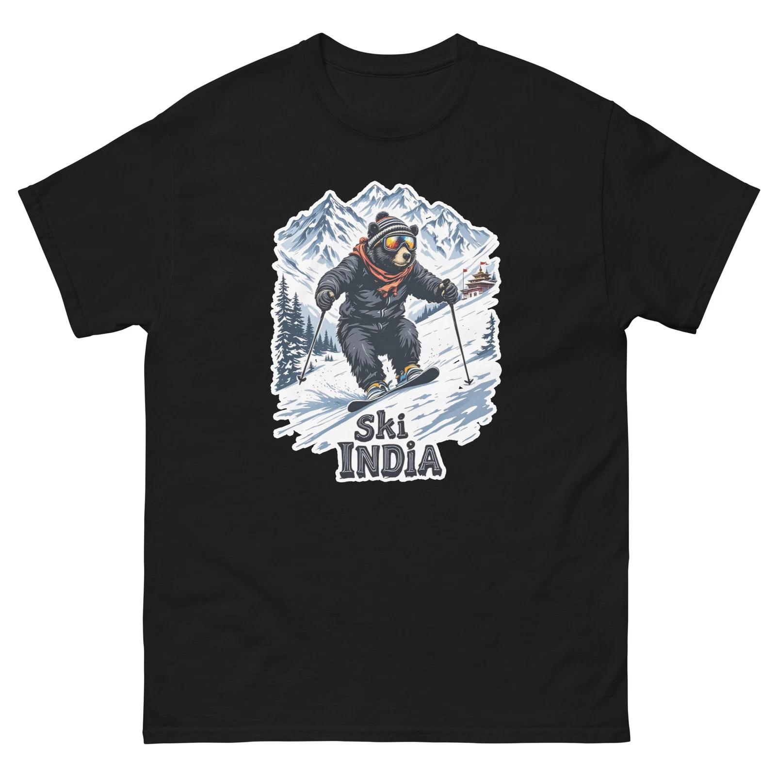 Ski India Bear Cute Animal Skiing T-Shirt 3XL