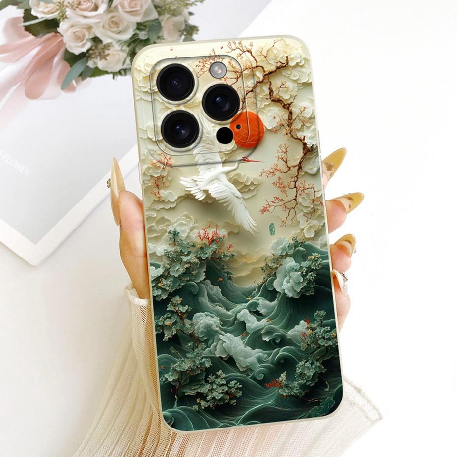 Cute Printed Phone Case For iPhone 16 Pro Max iPhone16 16Pro Soft Silicone Shockproof Cases For iPhone 16ProMax Covers Bumpers