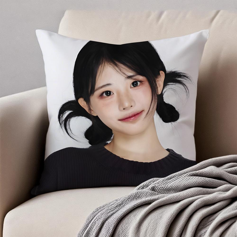 Popular Kpop Idol QWER HHina Jang Nayoung Cushion Cover Pillowcase Antidustmite Invisible Zipper Short Plush Sofa Cushion