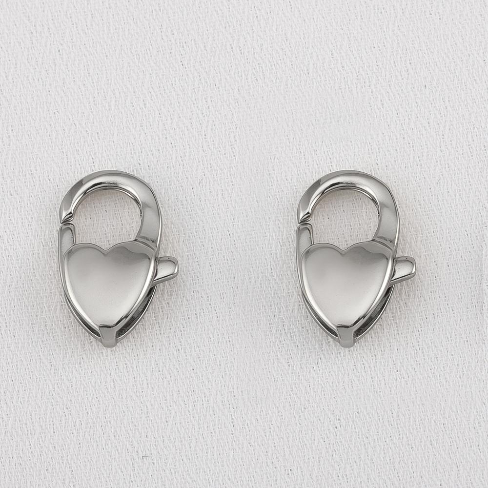 

2pcs 304 Stainless Steel 18K Big Heart Buckle Lobster Clasps Hook Connectors for Keychain DIY Jewelery Making Materials Supplies 2pcs