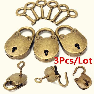 3 pezzi/lotto vecchio stile antico vintage mini archaize lucchetti serratura a chiave con chiave