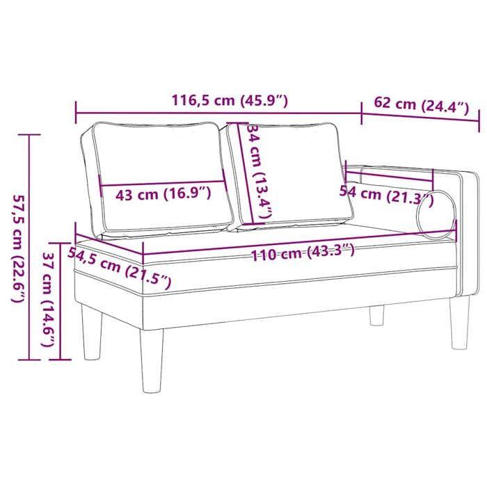 VidaXL Chaise longue avec coussins blanc similicuir, canapé rembourré, canapé pour chambre à coucher, canapé à 2 places, 4007564