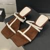 Fashion Sexy Square Toe T -tied Women Sandals Summer Open Toe Hollow Slide Sandals Fashion Thin Heel Comfortable Casual Designer Shoes