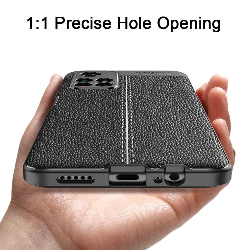 KEYSION Shockproof Case for Xiaomi POCO M4 Pro 5G Leather Texture Silicone Phone Back Cover for Redmi Note 11 5G 11 Pro+ 11T 5G