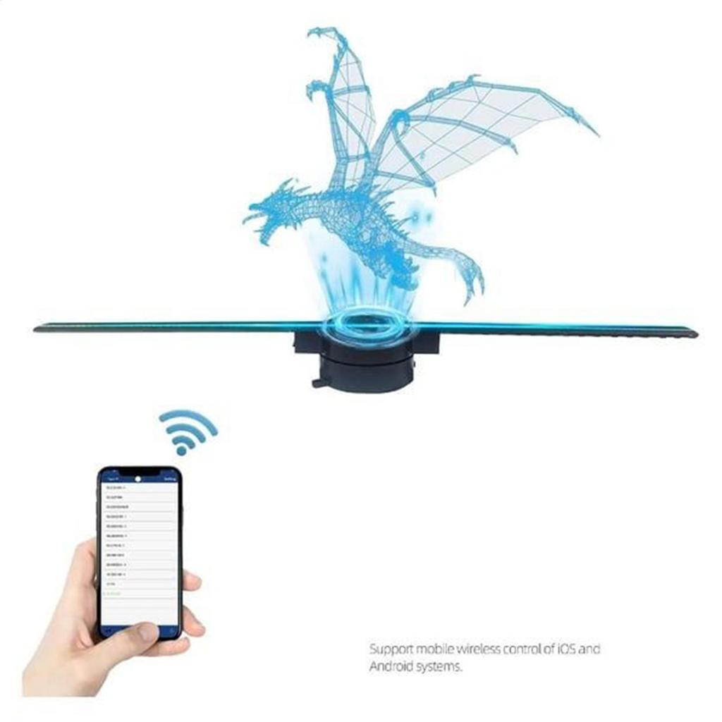Hologram Fan 16.5-Inch Plug In Video Projector LED Hologram Fan 3D with WIFI and App Control for Nightclub Trade Show Museum