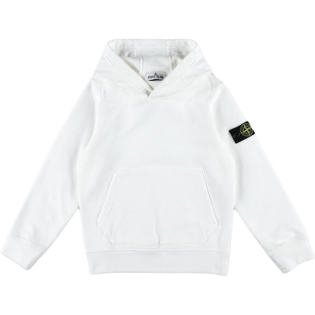 Stone Island Hoodie Kids Solid Color Logo Pullover Long Sleeve White Kids hoodies 811661620-V0001