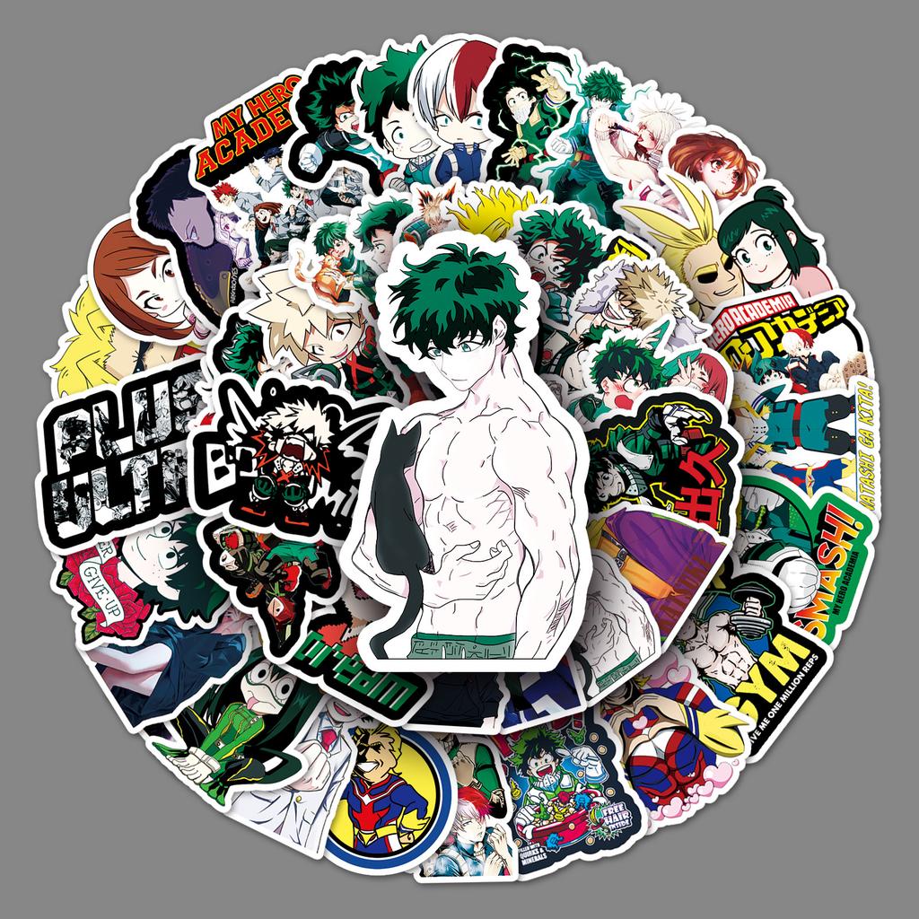 54 Pictures of Hero Academy Cartoon Decorative Waterproof Laptop Suitcase Car Scooter Stickers